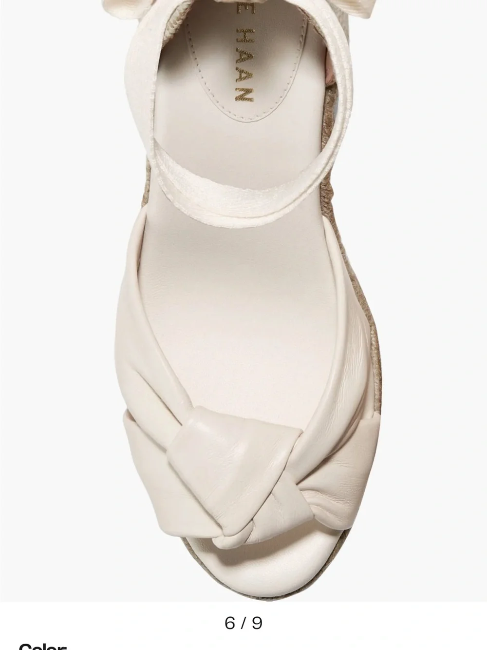 Cole Haan® Cloudfeel Hampton espadrille wedge Sandals.New Sz 10B Creme Color